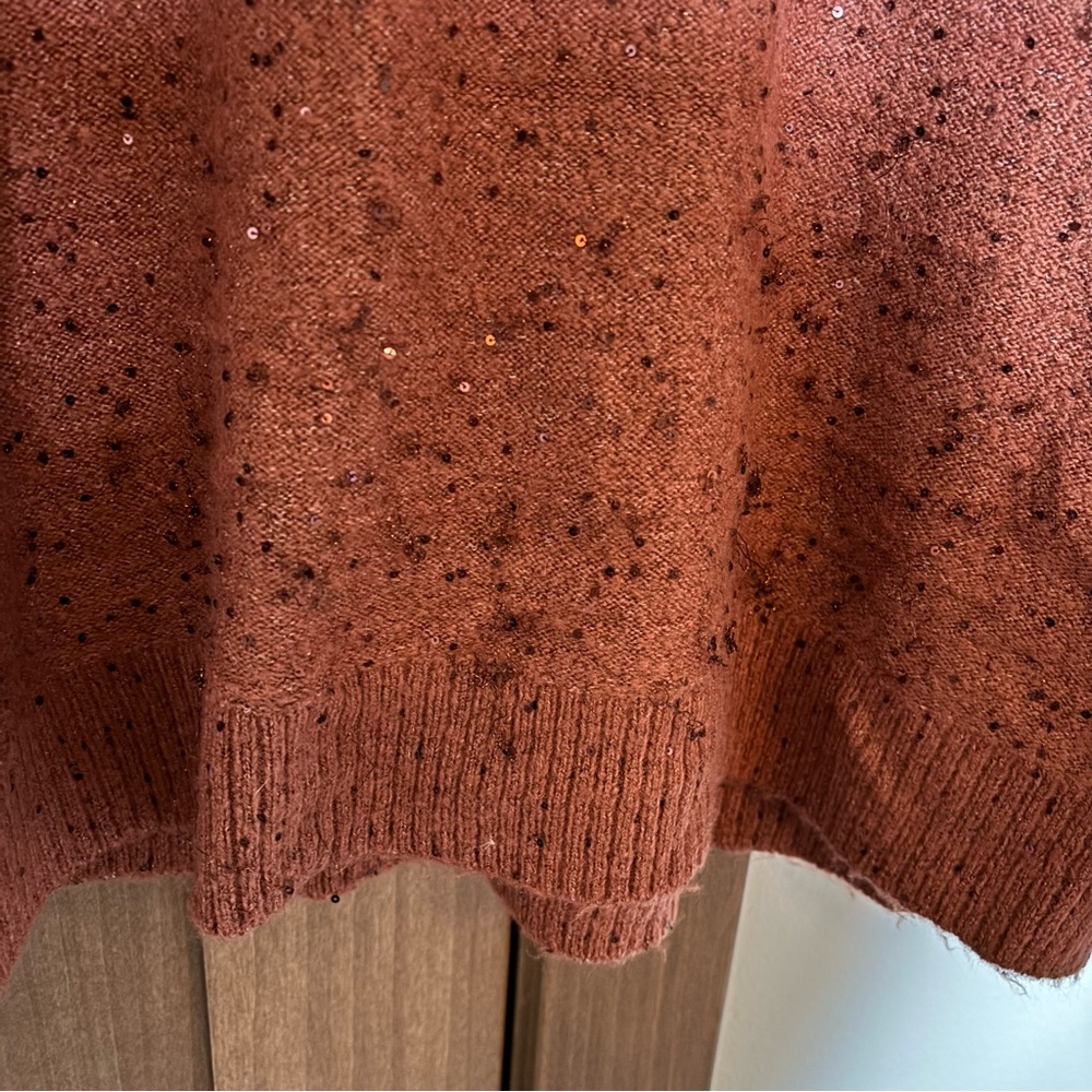 LC Lauren Conrad Women's LC Lauren Conrad Ruffle Shoulder Sweater Size XL Sequin - Picture 6 of 7